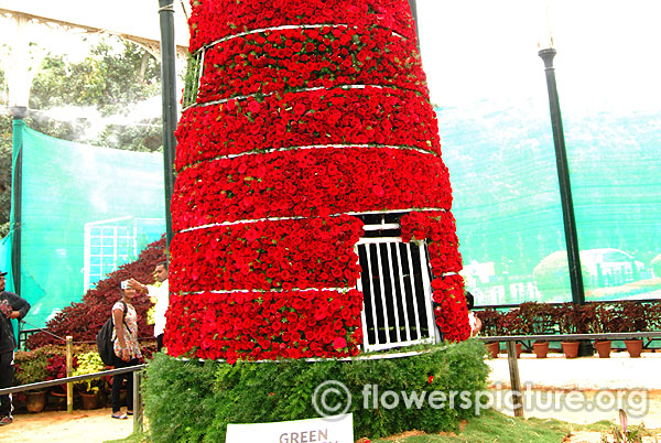 Windmill decorated with rose flowers
